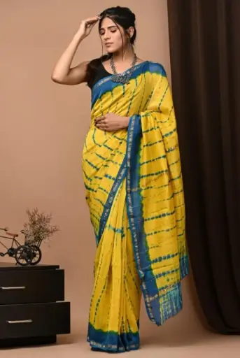 Chanderi Silk Saree – Hand Block Printed with Natural Dyes | Traditional Art Collection