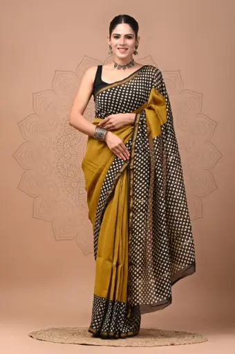 Chanderi Silk Saree – Hand Block Printed with Natural Dyes | Traditional Art Collection