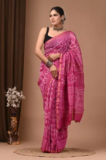 Chanderi Silk Saree – Hand Block Printed with Natural Dyes | Traditional Art Collection