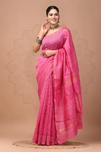 Chanderi Silk Saree – Hand Block Printed with Natural Dyes | Traditional Art Collection