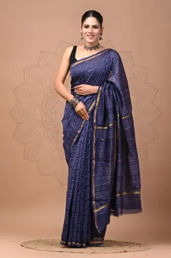 Chanderi Silk Saree – Hand Block Printed with Natural Dyes | Traditional Art Collection